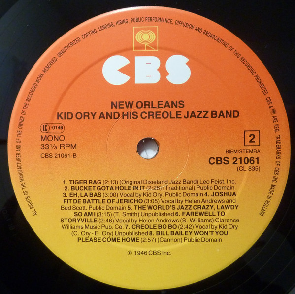 Kid Ory And His Creole Jazz Band - New Orleans (LP, Comp, Mono) 18140