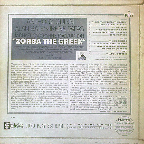 Mikis Theodorakis - Zorba The Greek (Original Soundtrack) (LP, Album, Mono) 16540