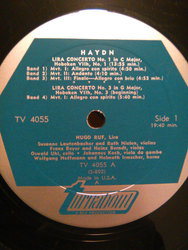 Haydn*, Hugo Ruf - Concerti For Lira (LP, Album, Mono) 16441