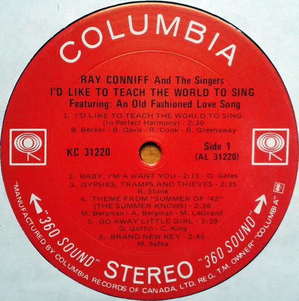 Ray Conniff And The Singers - I'd Like To Teach The World To Sing (LP, Album) 16461