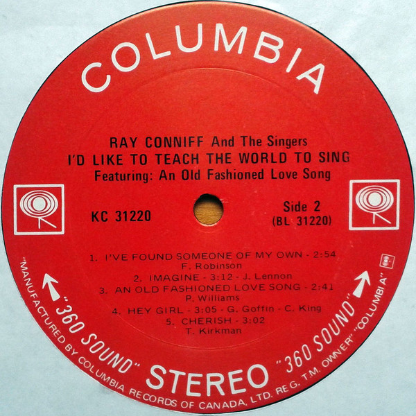 Ray Conniff And The Singers - I'd Like To Teach The World To Sing (LP, Album) 16462