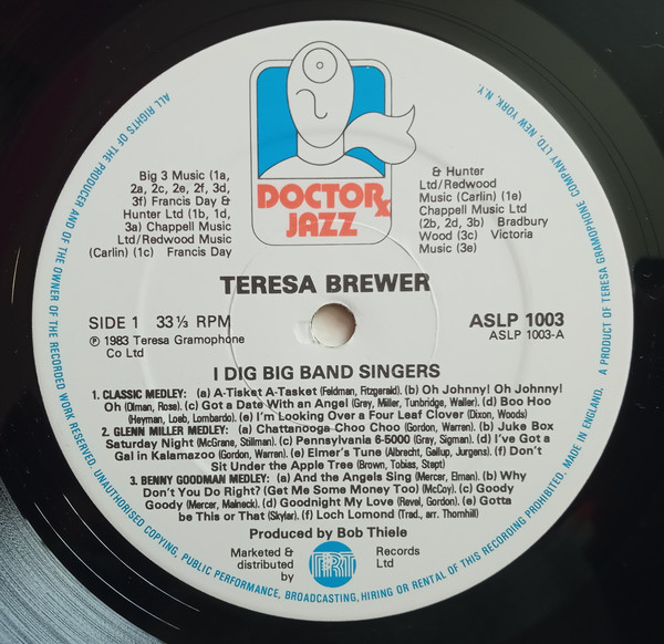 Teresa Brewer - I Dig Big Band Singers (LP, Album) 18377