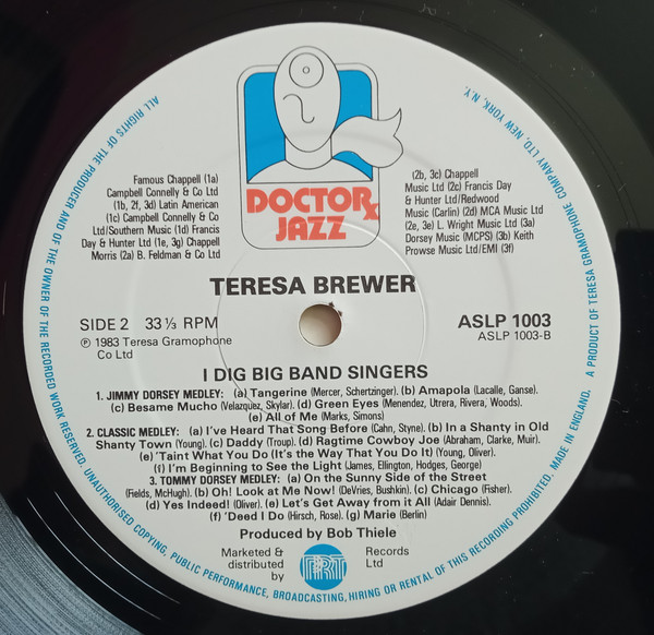 Teresa Brewer - I Dig Big Band Singers (LP, Album) 18378