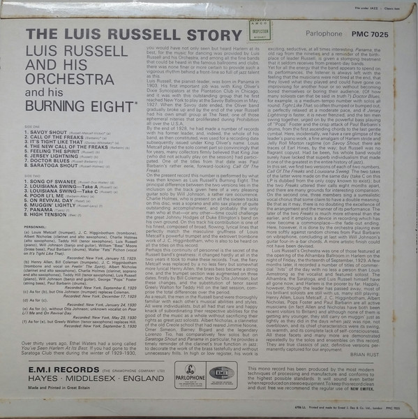 Luis Russell And His Orchestra And His Burning Eight* - The Luis Russell Story 1929/30 (LP, Comp, Mono) 20008
