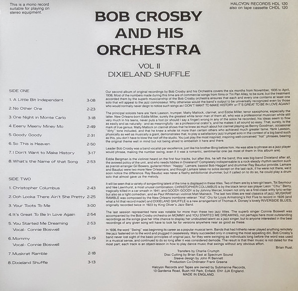 Bob Crosby And His Orchestra - Volume 2 - Dixieland Shuffle (LP, Comp) 20992