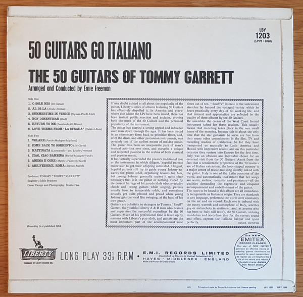 The 50 Guitars Of Tommy Garrett - 50 Guitars Go Italiano (LP, Album, Mono) 18909