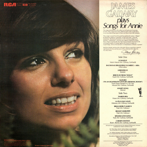 James Galway, Charles Gerhardt, National Philharmonic Orchestra - James Galway Plays Songs For Annie (LP, Album) 21624