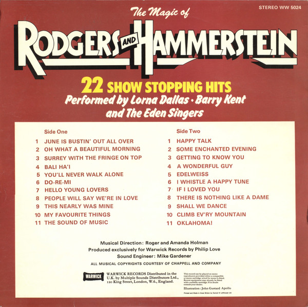 Rogers And Hammerstein* - Lorna Dallas, Barry Kent And The Eden Singers - The Magic Of Rogers And Hammerstein (LP, Comp) 20794