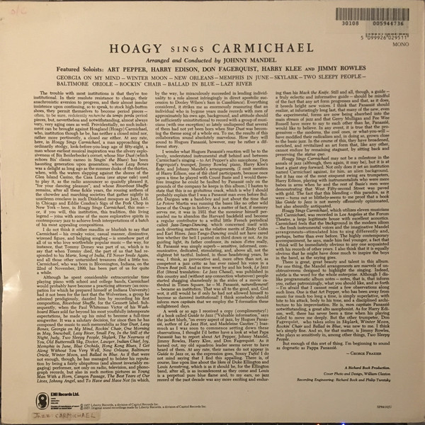 Hoagy Carmichael - Hoagy Sings Carmichael With The Pacific Jazzmen (LP, Album, Mono, RE) 19260