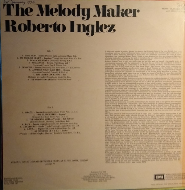 Roberto Inglez And His Orchestra - The Melody Maker (LP, Comp, Mono) 21201