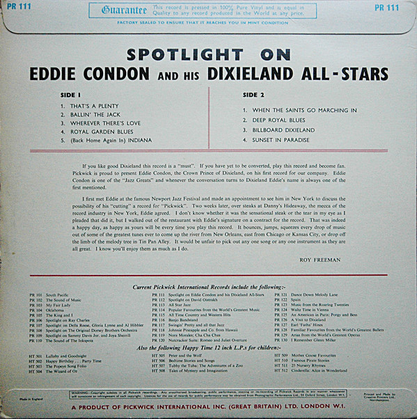 Eddie Condon And His Dixieland All Stars* - Eddie Condon And His Dixieland All Stars (LP, Album) 20939