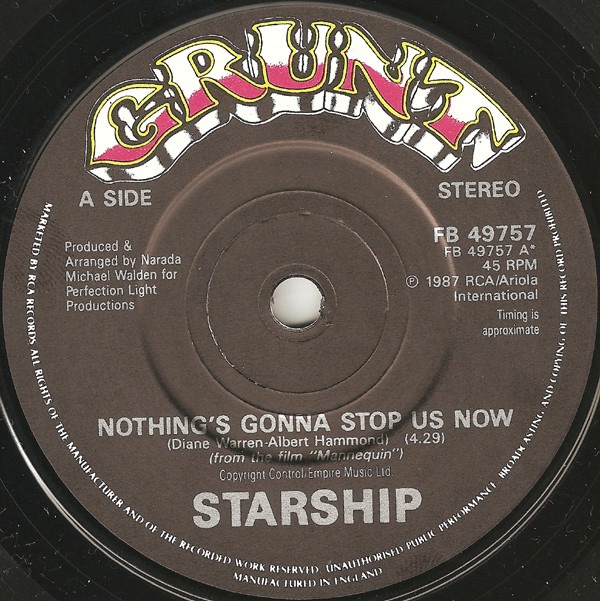 Starship (2) - Nothing's Gonna Stop Us Now (7", Single) 36065