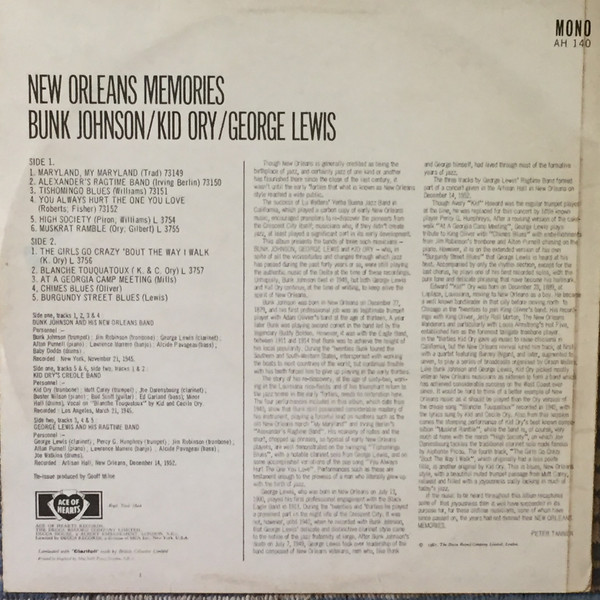 Bunk Johnson / Kid Ory / George Lewis (2) - New Orleans Memories (LP, Album) 21011