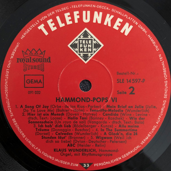 Klaus Wunderlich - Hammond Pops 6 (LP, Album) 25434