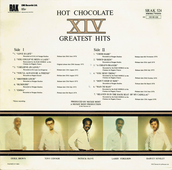 Hot Chocolate - XIV Greatest Hits (LP, Comp, Mono) 19038
