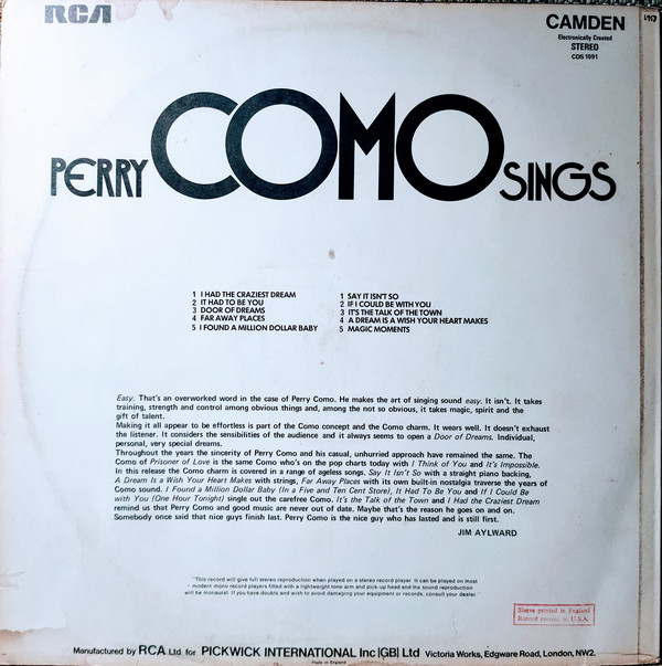 Perry Como - Perry Como Sings / In Romantic Mood (LP) 19271