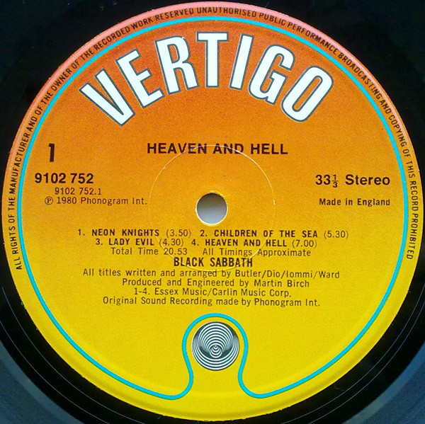 Black Sabbath - Heaven And Hell (LP, Album) 19244