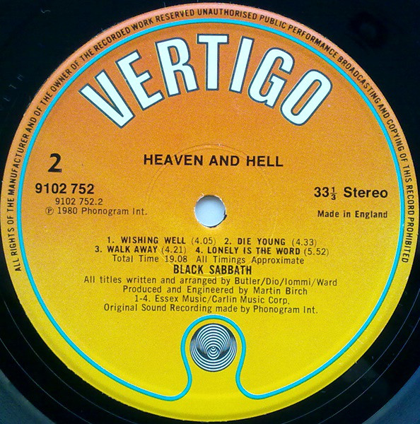 Black Sabbath - Heaven And Hell (LP, Album) 19245