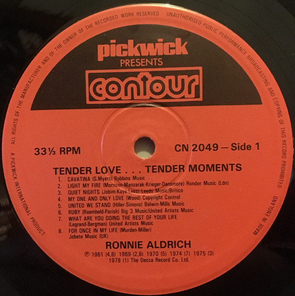 Ronnie Aldrich - Tender Love ... Tender Moments (LP, Comp) 20813
