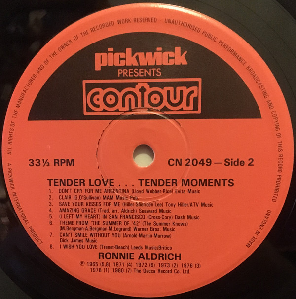 Ronnie Aldrich - Tender Love ... Tender Moments (LP, Comp) 20814