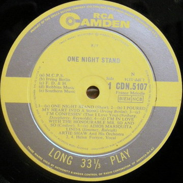 Artie Shaw And His Orchestra - One Night Stand (LP, Comp, Mono) 21123