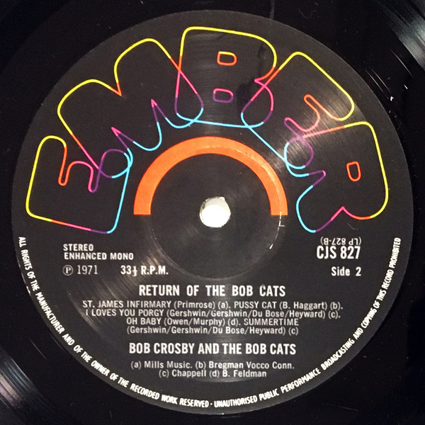Bob Crosby and The Bobcats* - Return Of The Bobcats (LP, Album) 20989