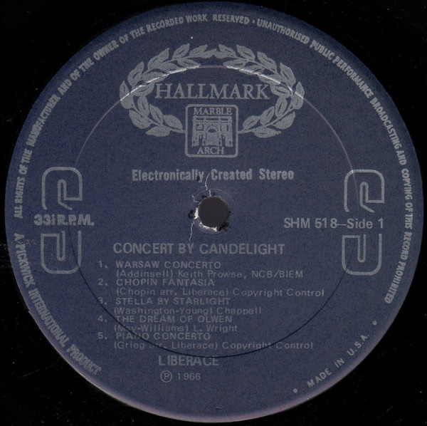 Liberace - Concert By Candlelight (LP, Album) 19867
