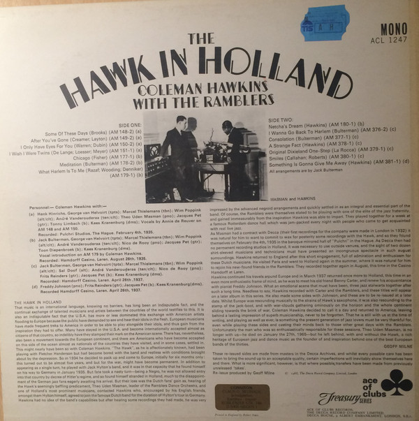 Coleman Hawkins With The Ramblers - The Hawk In Holland (LP, Comp, Mono) 20657