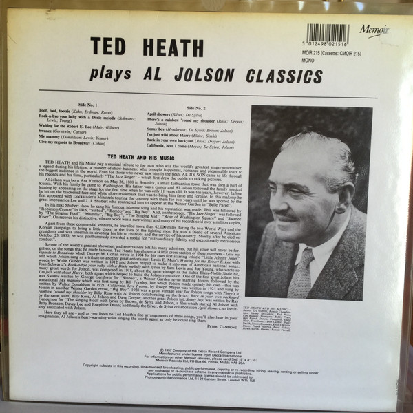 Ted Heath And His Music - Ted Heath Plays Al Jolson Classics (LP, Album, Mono, RE) 20112