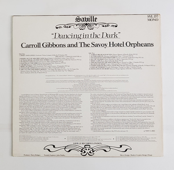 Carroll Gibbons And The Savoy Hotel Orpheans* - Dancing In The Dark (LP, Comp) 18751