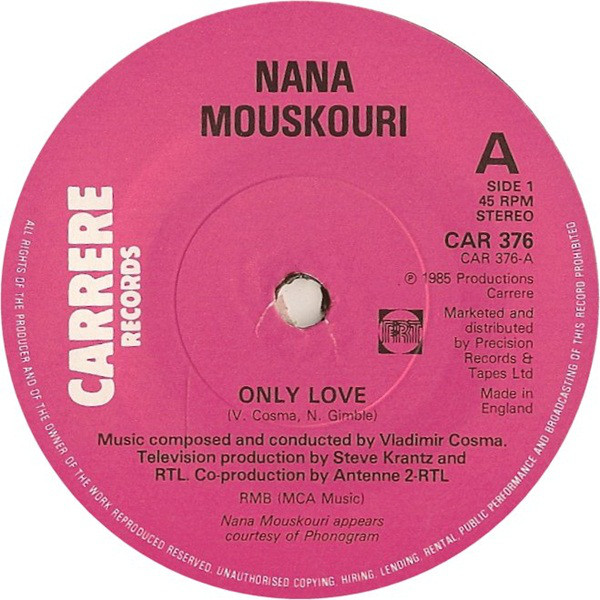 Nana Mouskouri - Only Love (7", Single) 36070
