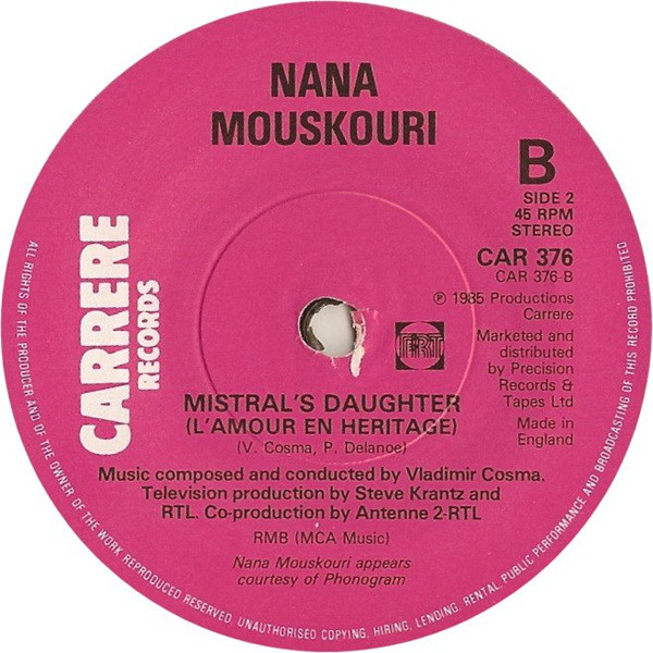 Nana Mouskouri - Only Love (7", Single) 36071