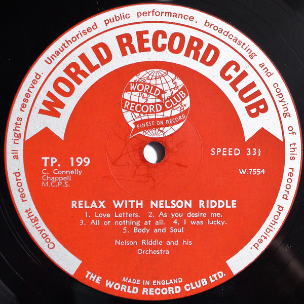 Nelson Riddle And His Orchestra - Relax With Nelson Riddle (LP, Album, Club) 18720
