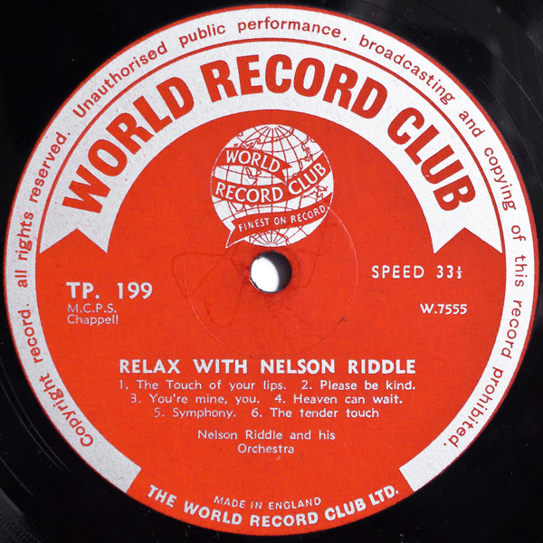 Nelson Riddle And His Orchestra - Relax With Nelson Riddle (LP, Album, Club) 18721