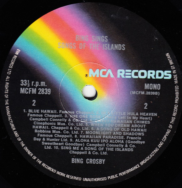 Bing* - Sings Songs Of The Islands (LP, Comp) 20745