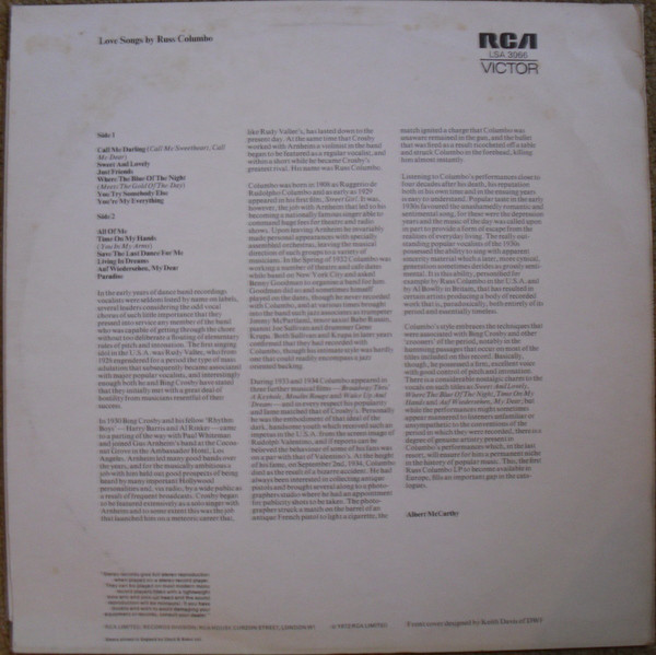 Russ Columbo - Love Songs By Russ Columbo (LP) 20772