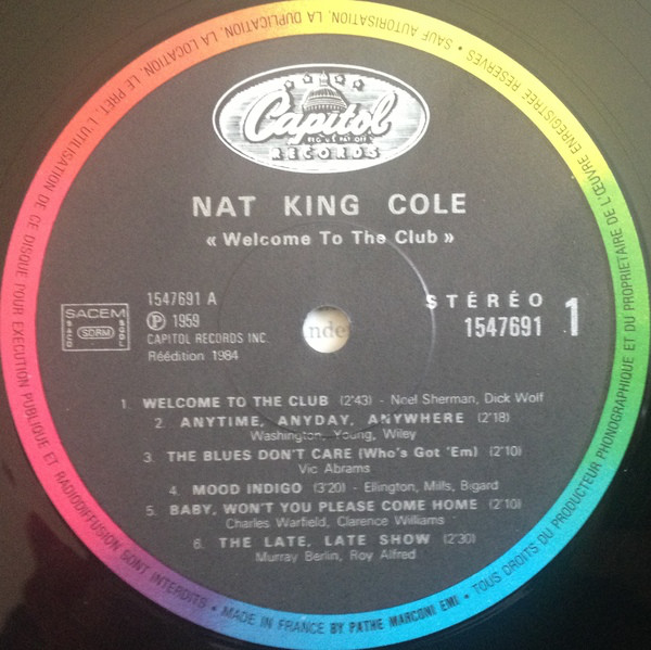 Nat "King" Cole* - Welcome To The Club (LP, Album, RE) 19423