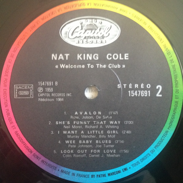 Nat "King" Cole* - Welcome To The Club (LP, Album, RE) 19424