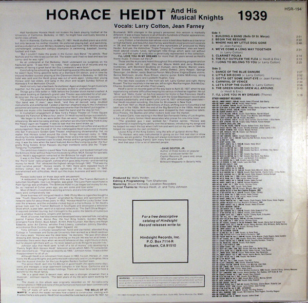 Horace Heidt And His Musical Knights - The Uncollected Horace Heidt And His Musical Knights (LP, Album) 21240