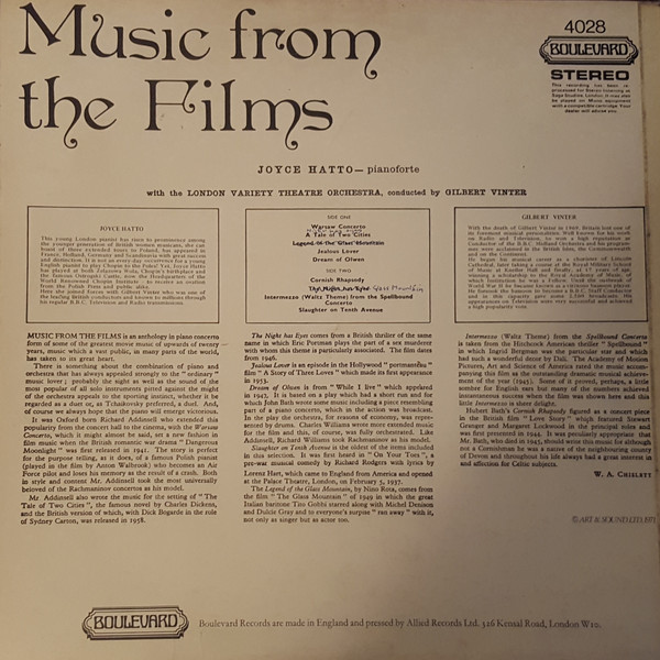 Joyce Hatto - Music From The Films - Volume 1 (LP, Album, RE) 19097