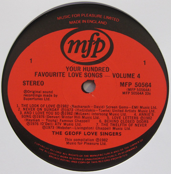 The Geoff Love Singers - Your Hundred Favourite Love Songs Vol.4 (LP) 18645