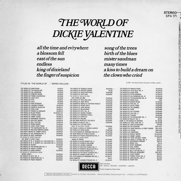Dickie Valentine - The World Of Dickie Valentine (LP, Comp) 19315