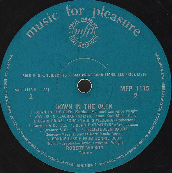 Robert Wilson (3) - Down In The Glen (LP, Album, Mono) 18982