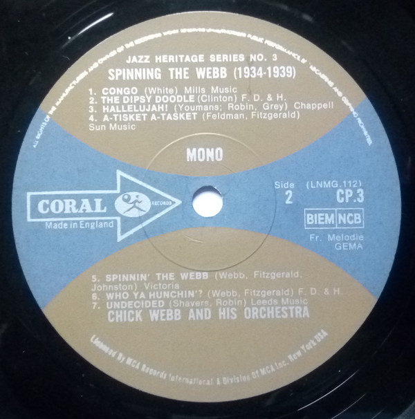 Chick Webb And His Orchestra Featuring Ella Fitzgerald - Spinning The Webb (LP, Comp, Mono) 21048