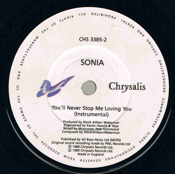 Sonia - You'll Never Stop Me Loving You (7", Single, Pap) 39231
