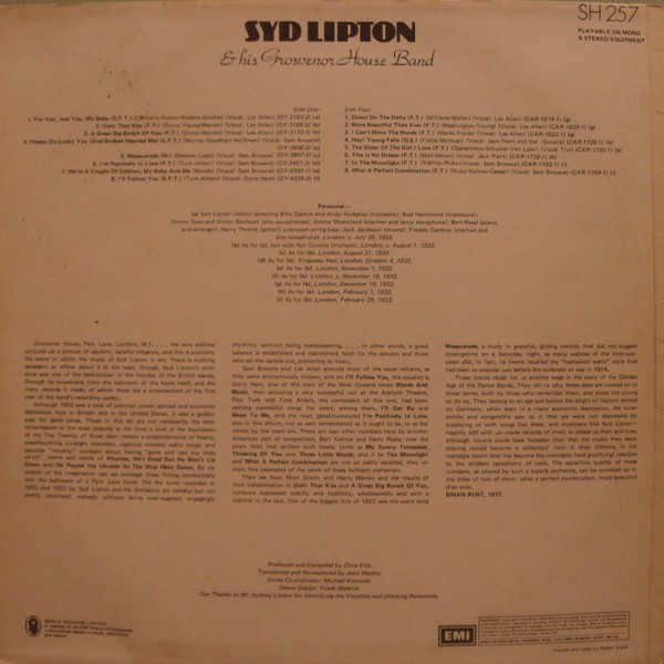 Sydney Lipton And His Grosvenor House Band - For You, Just You, My Baby (LP, Comp) 19191