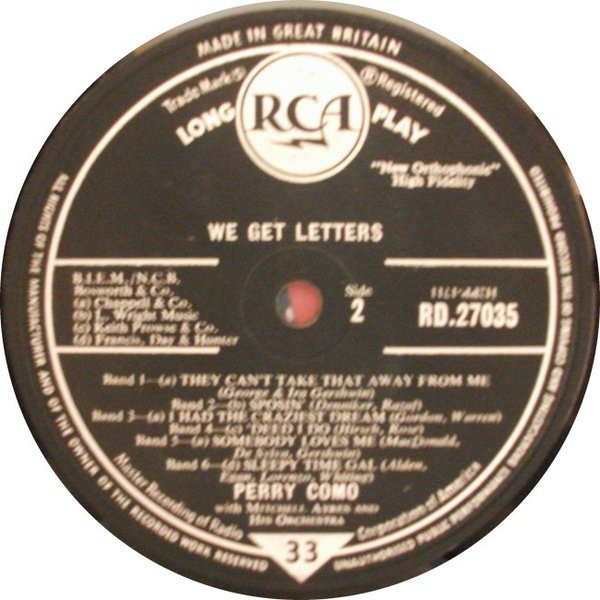 Perry Como - We Get Letters (LP, Album) 19268