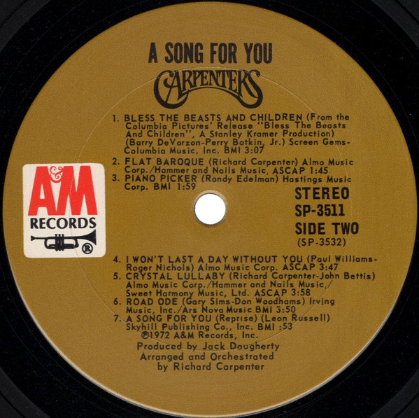 Carpenters - A Song For You (LP, Album, San) 25443