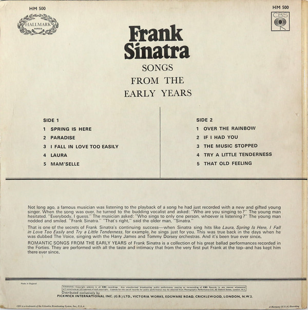 Frank Sinatra - Romantic Songs From The Early Years (LP, Comp) 20904