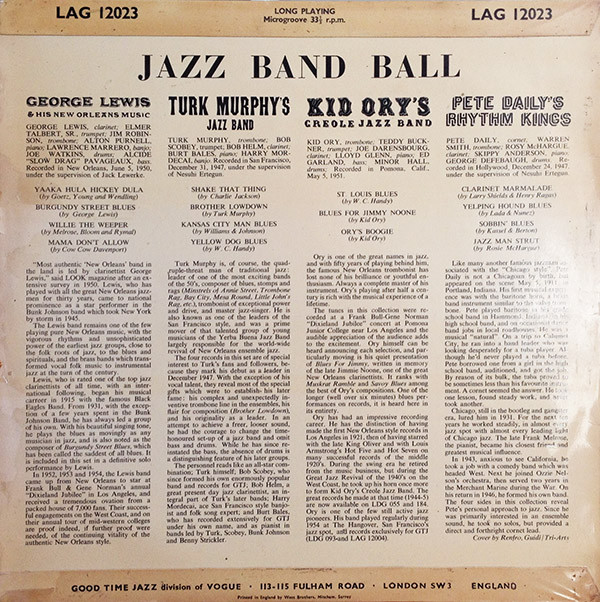 George Lewis and His New Orleans Music / Turk Murphy's Jazz Band / Kid Ory's Creole Jazz Band* / Pete Daily's Rhythm Kings - Jazz Band Ball (LP, Comp) 21033
